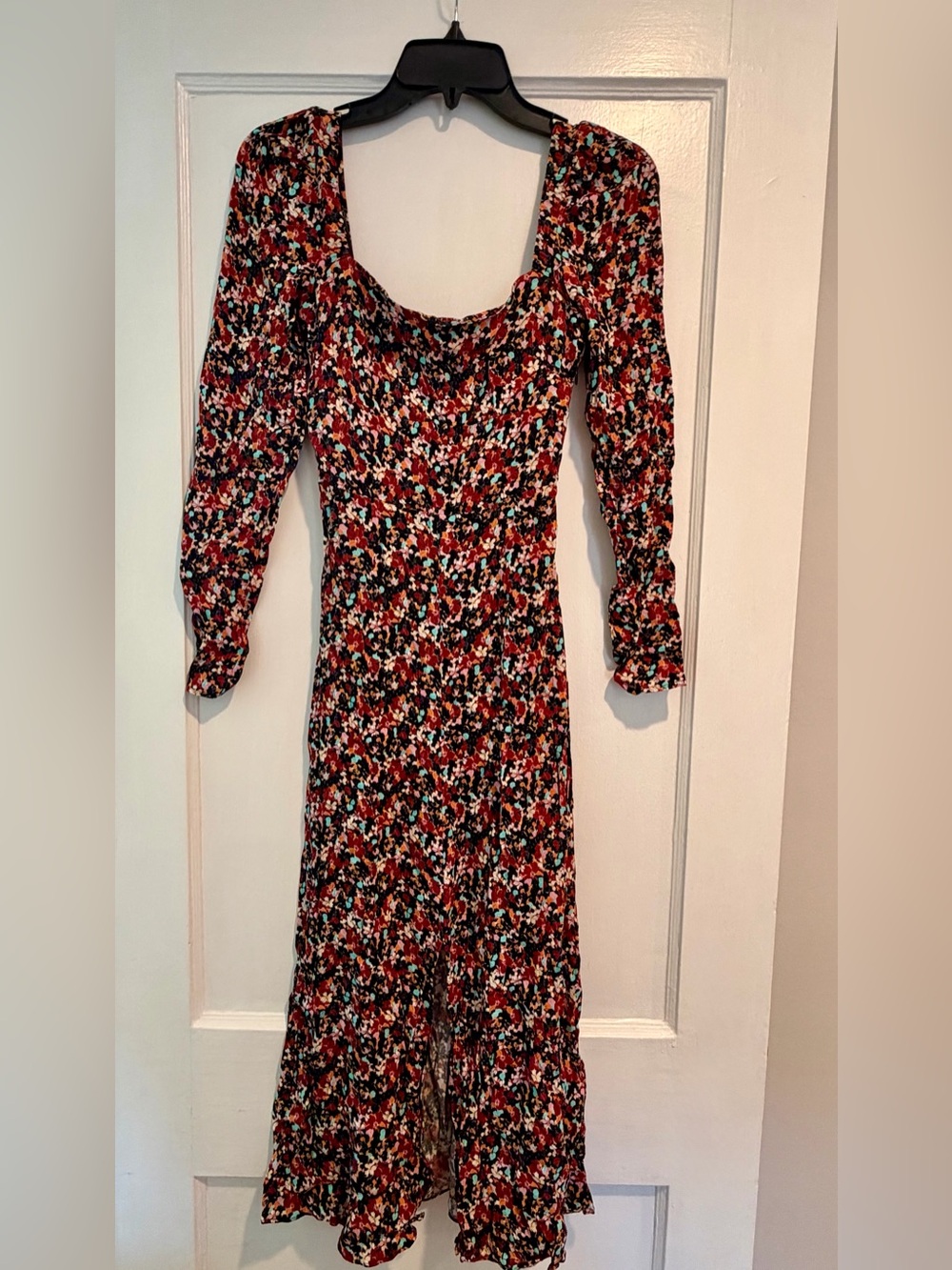 REISS Floral Multi-Color Long Sleeve Midi Dress Size 2